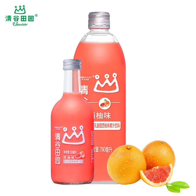 清谷田园  乳酸菌果汁饮料小玻璃瓶装 330ml*4瓶装（西柚味果汁饮料）